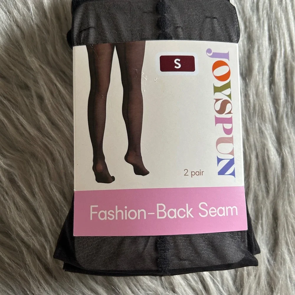 Joyspun Back Seam & Opaque Tights‎ Womens Size Small Black 2 Pair